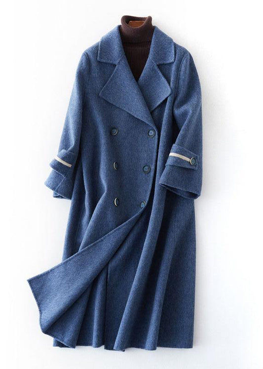 Trendy Oversized Long Winter Coat with Double Breasted Design