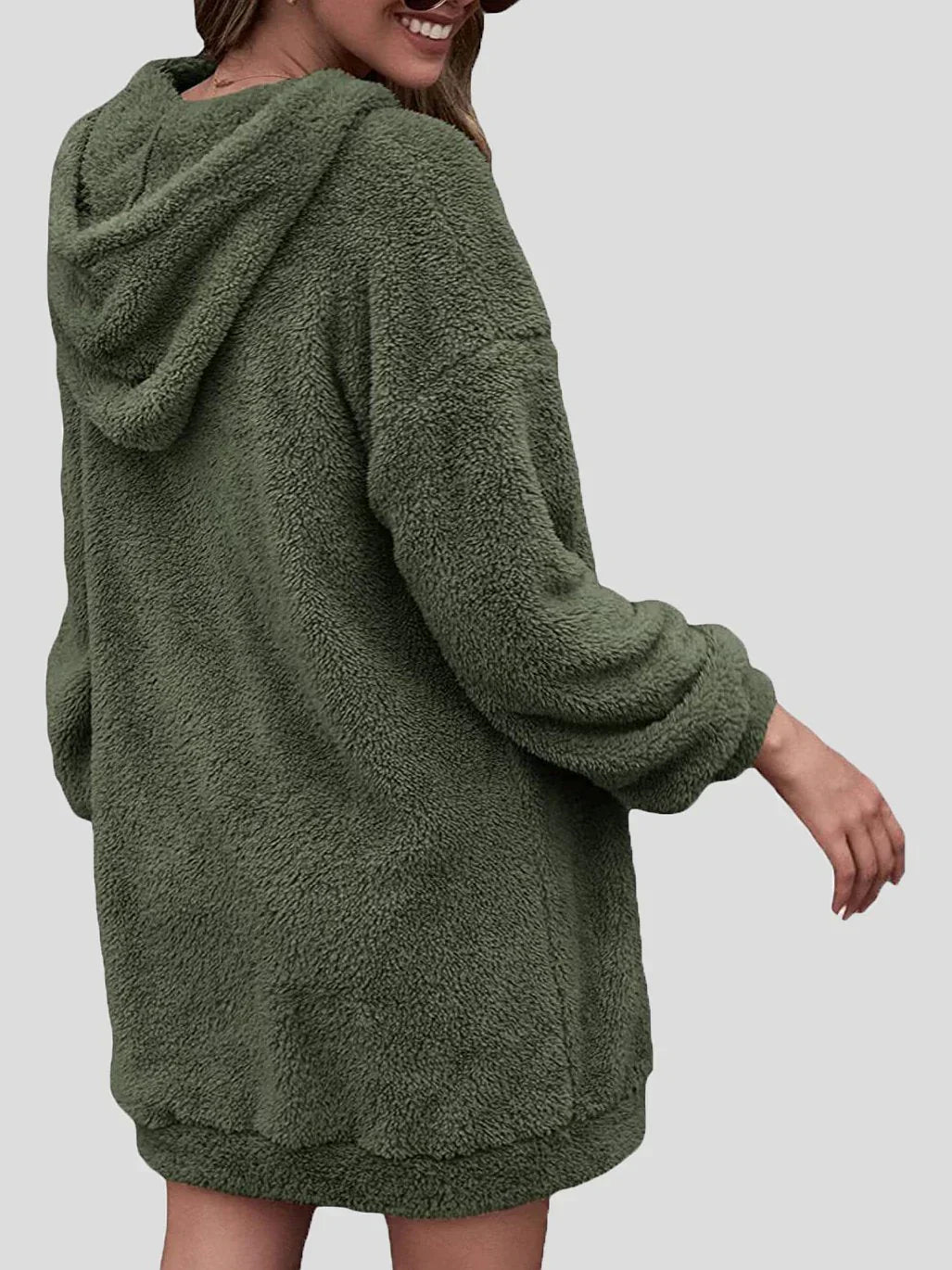 Hooded Long Sleeve Dress with Pockets and Zipper for Women