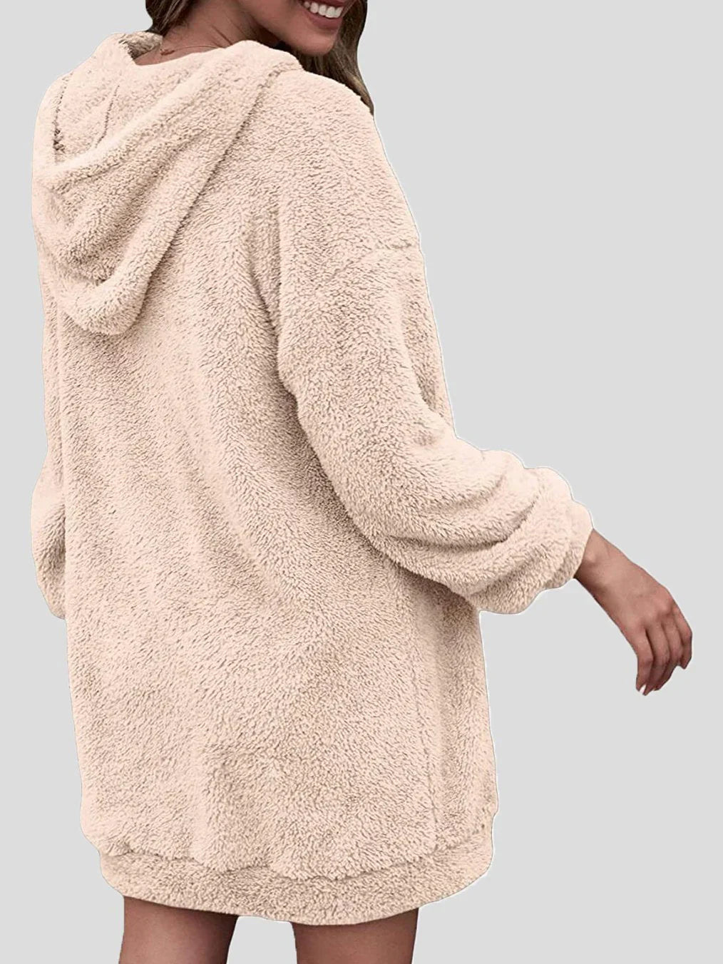 Hooded Long Sleeve Dress with Pockets and Zipper for Women